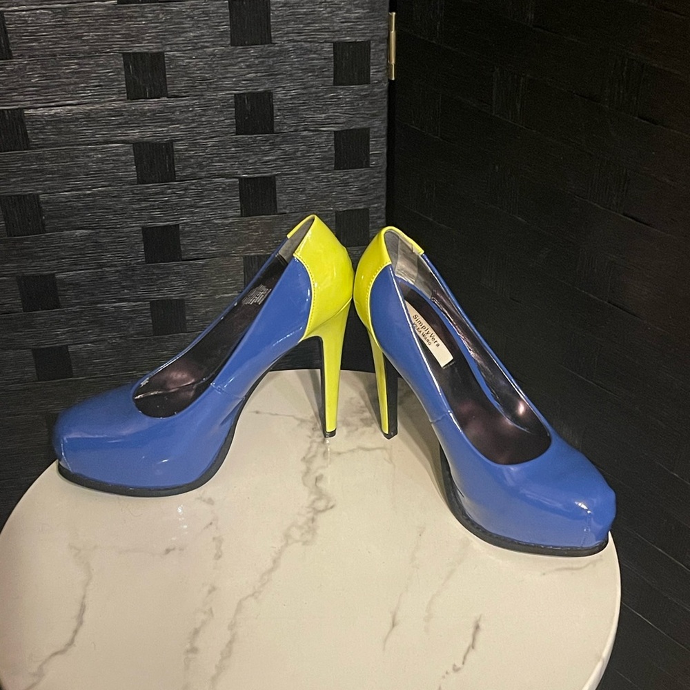 Simply Vera Vera Wang High Platform 5" High Heels Blue/Green Women's- Size 6M - Picture 5 of 13